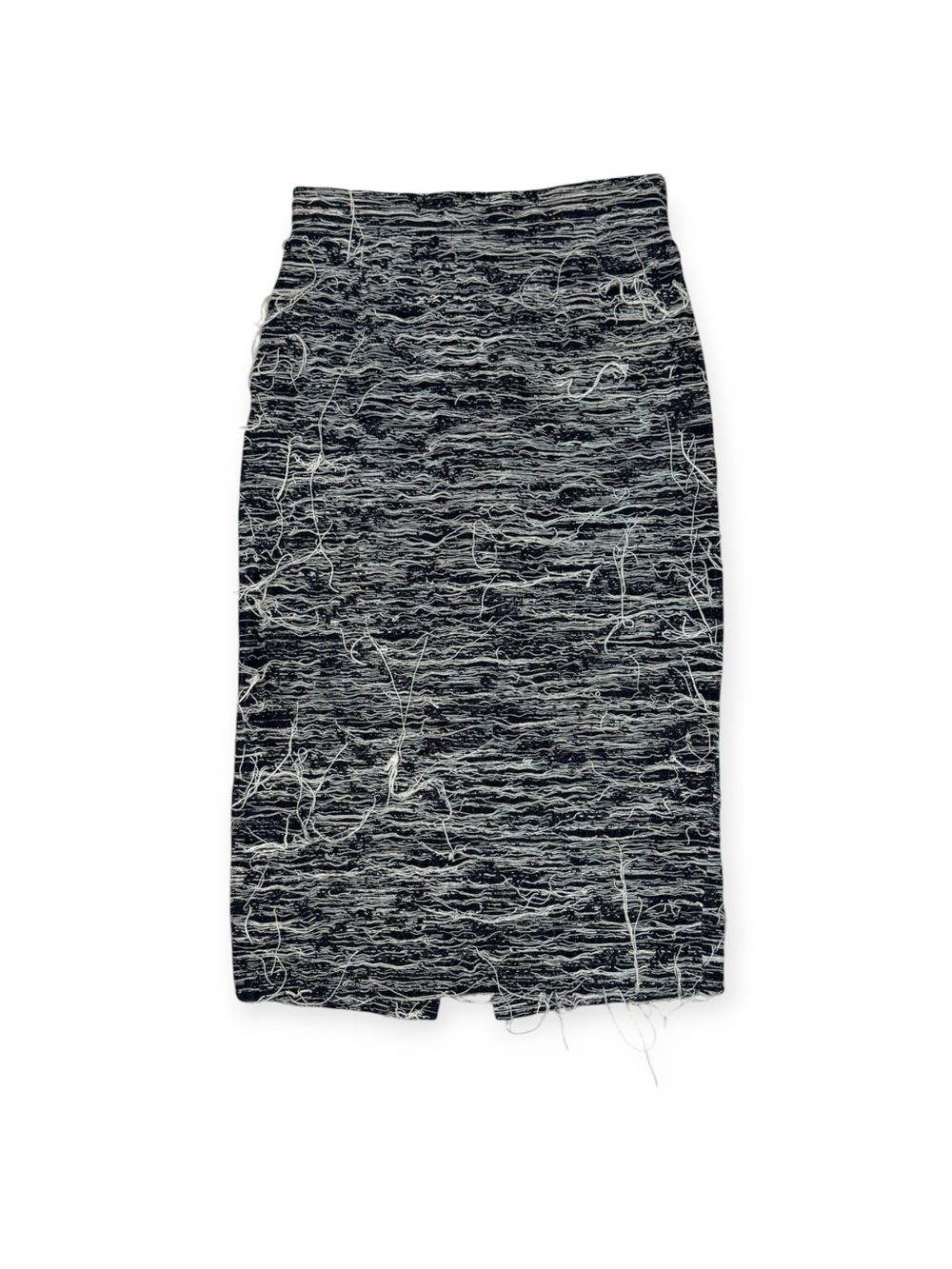 John Lawrence Sullivan denim abstract wavy pattern pencil skirt